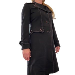 Vtg 90s/Y2K NINE WEST Matrix Grunge Style Trench Coat Retro Long Collar